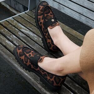 Vivaia Francesca Platform Chunky Penny Preppy Minimalist Brown Leopard Loafer 7